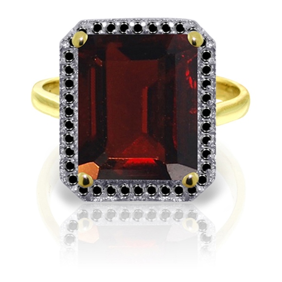 14KGOLD RIN BLACK DIAMONDS & GARNET